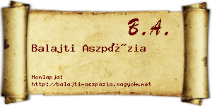Balajti Aszpázia névjegykártya
